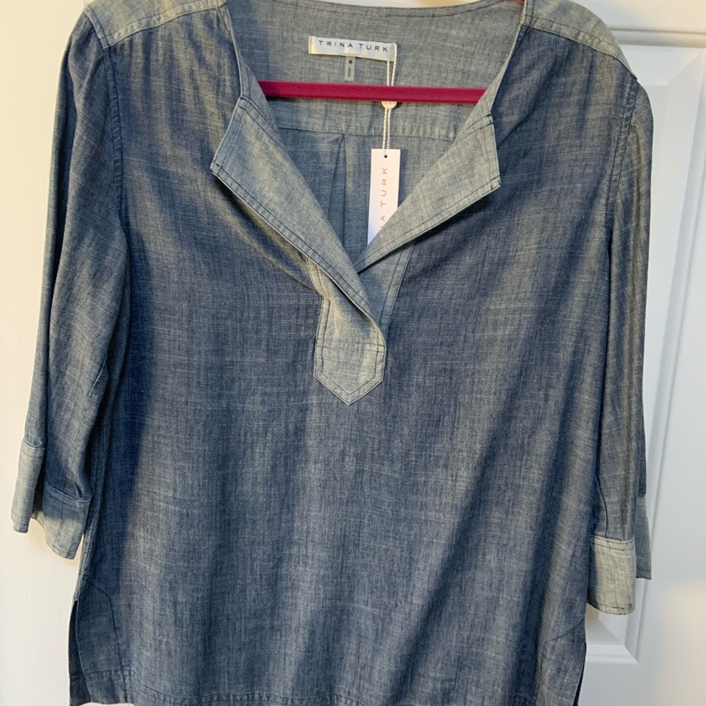 Trina Turk Women's Blue Chambray Top